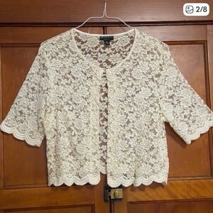Connected Apparel XL Warm‎ Ivory Floral Lace Scalloped Shrug Fairycore Boho